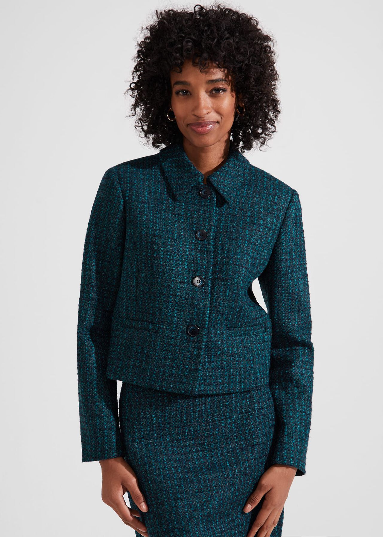 Teia Wool Jacket, Deep Teal Blue, hi-res