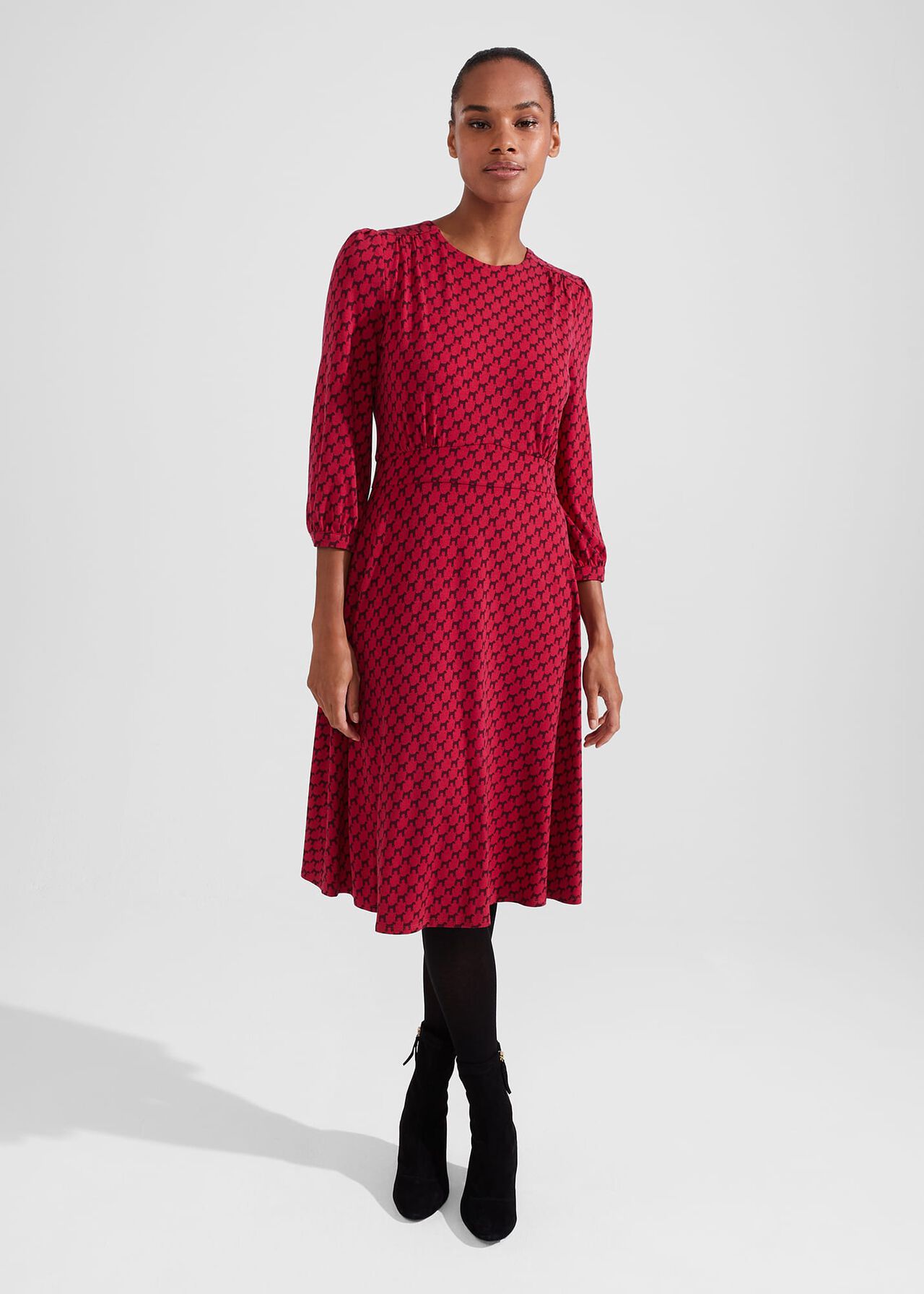 Indi Jersey Dress, Berry Red, hi-res