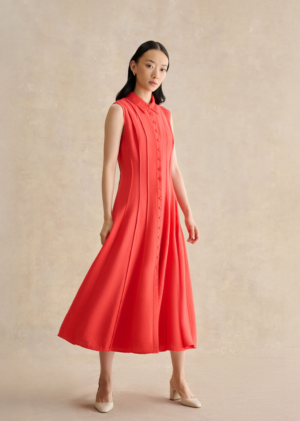 Burghley Shirt Dress, Calendula Red, hi-res