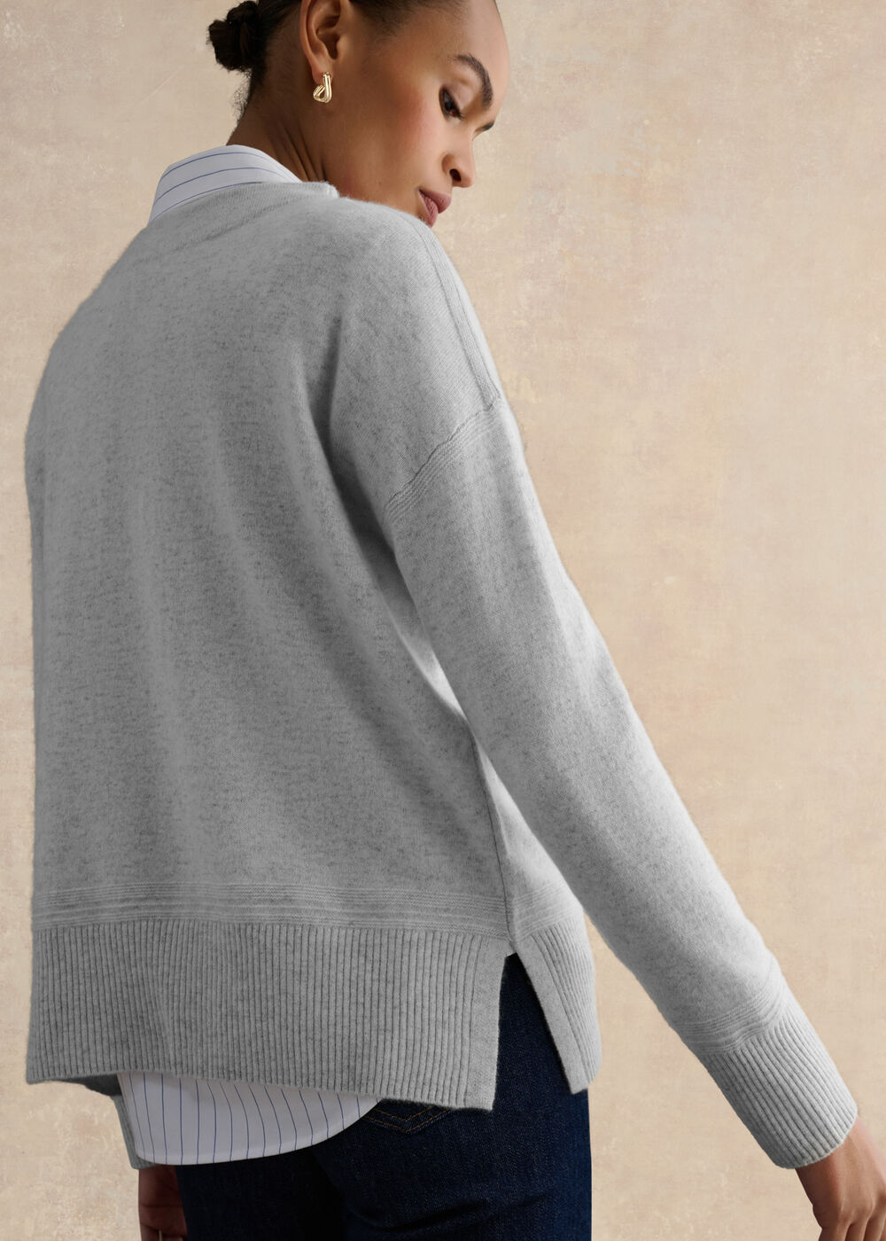 Carine Cashmere Jumper, Pale Grey Marl, hi-res
