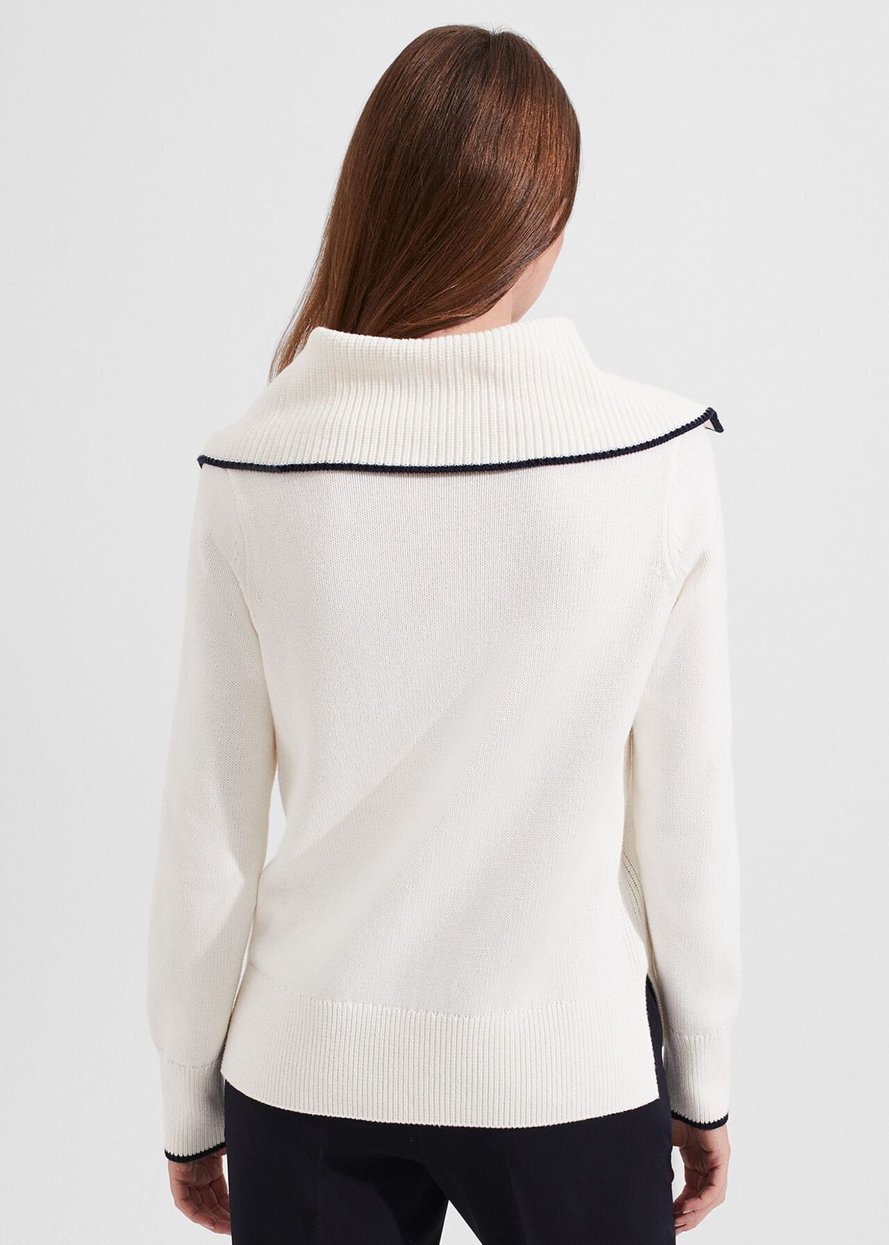 Martha Cotton Jumper, Ivory Navy, hi-res