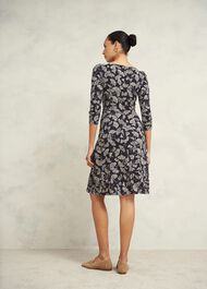 Ginny Jersey Dress, Navy Cream, hi-res