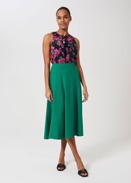 Marie Satin Midi Skirt, Field Green, hi-res