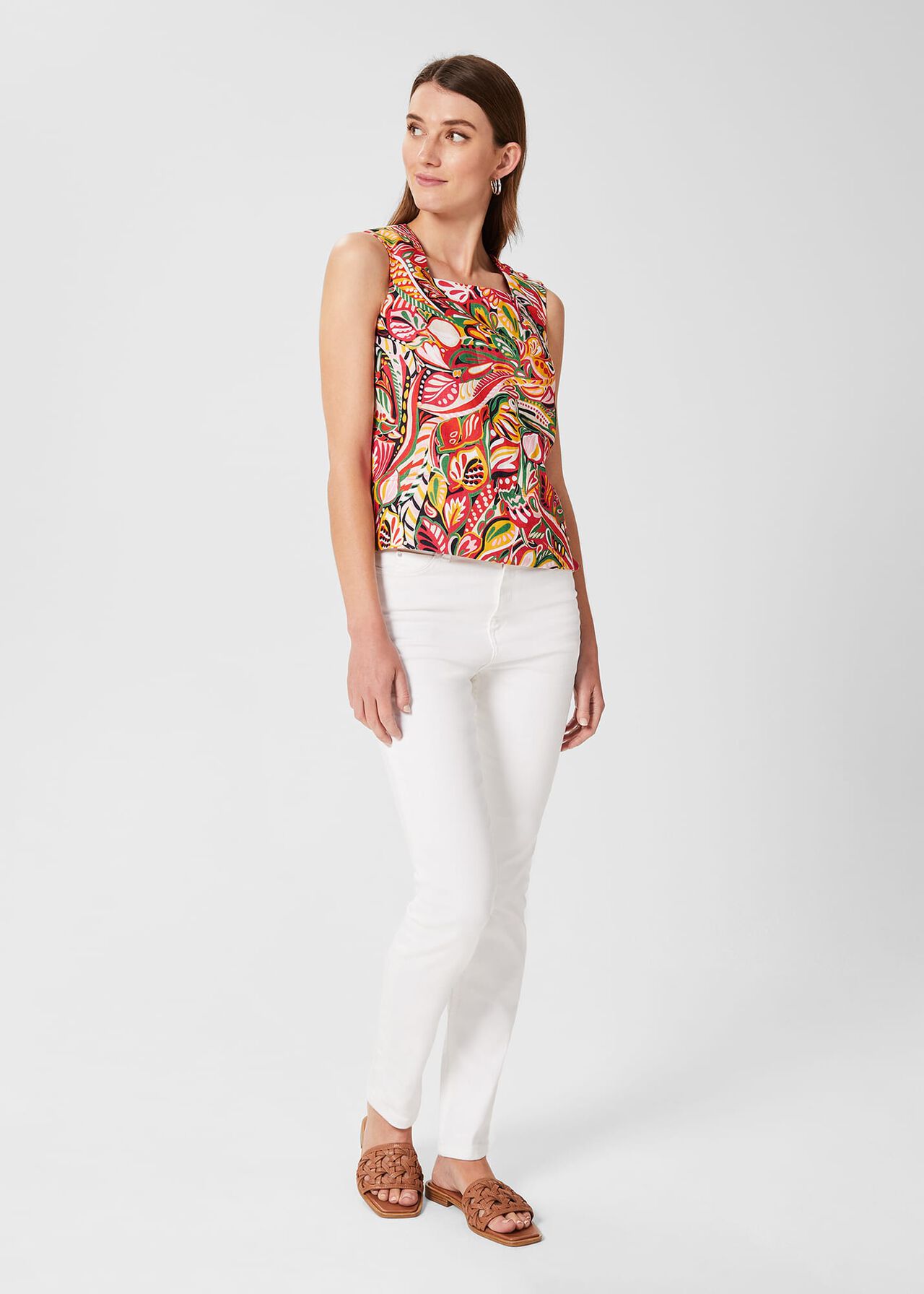 Catriona Linen Sleeveless Top , Multi, hi-res