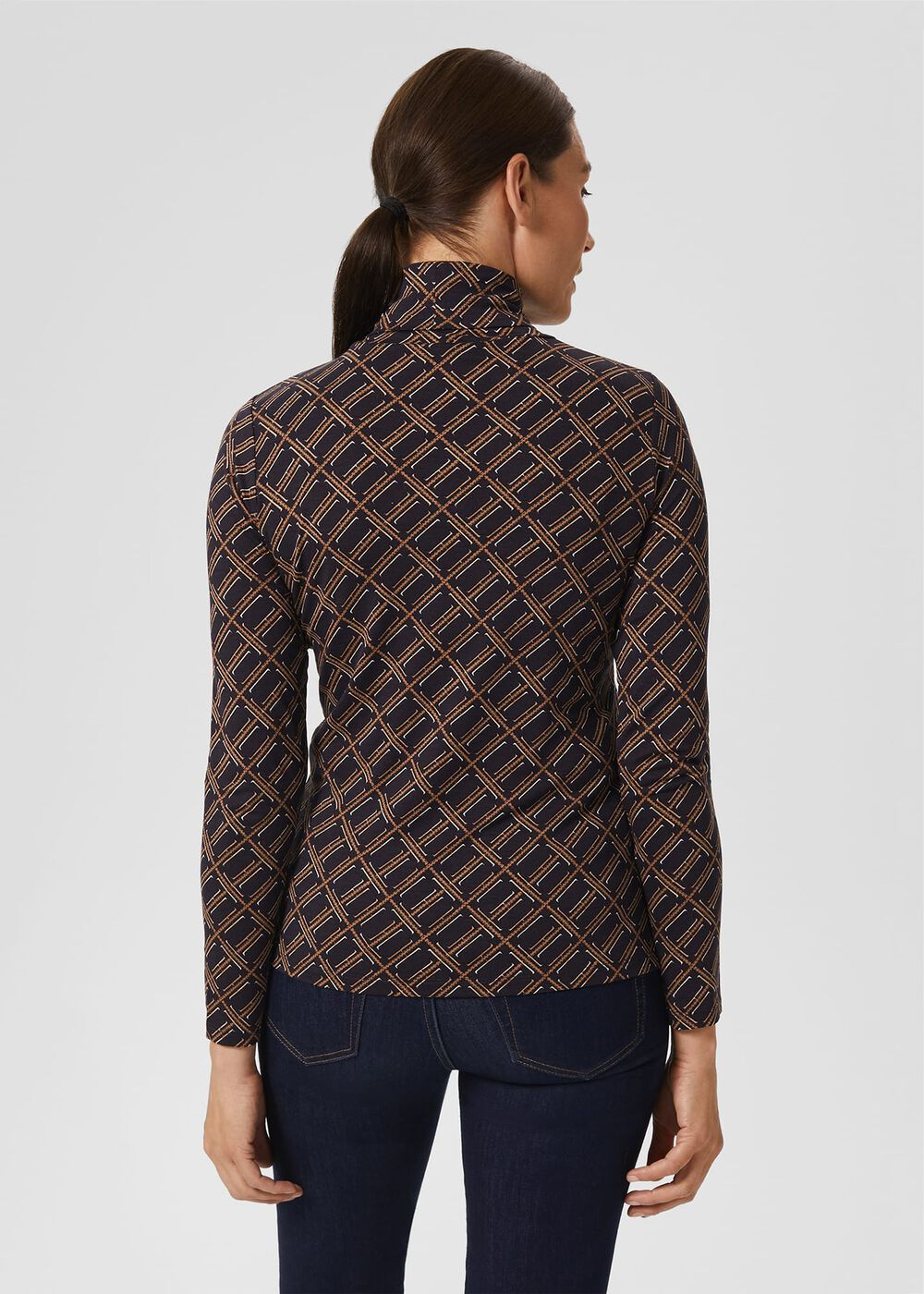 Mischa Roll Neck Top, Navy Multi, hi-res