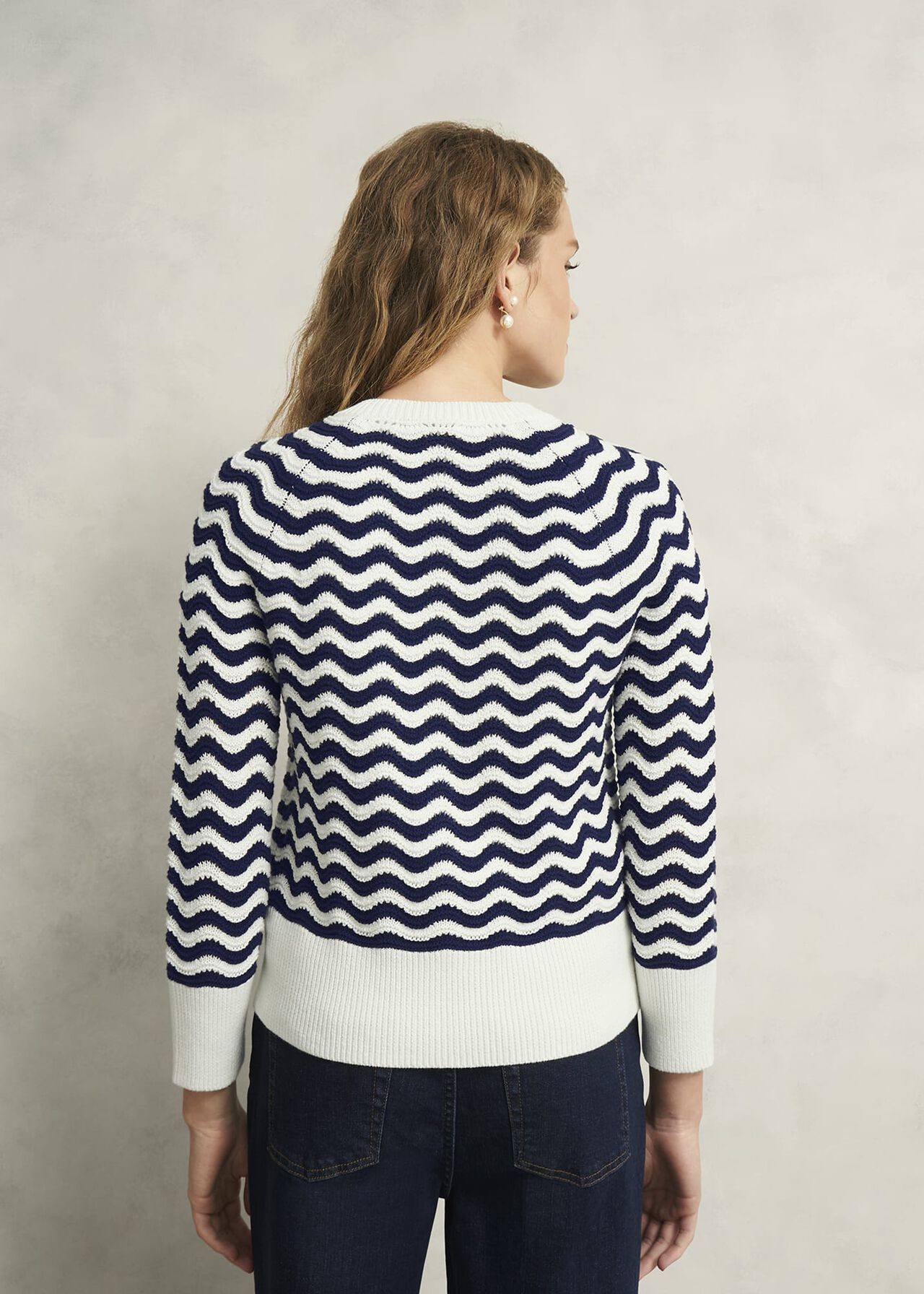 Lulu Cotton Cardigan, Navy Warm Ivory, hi-res