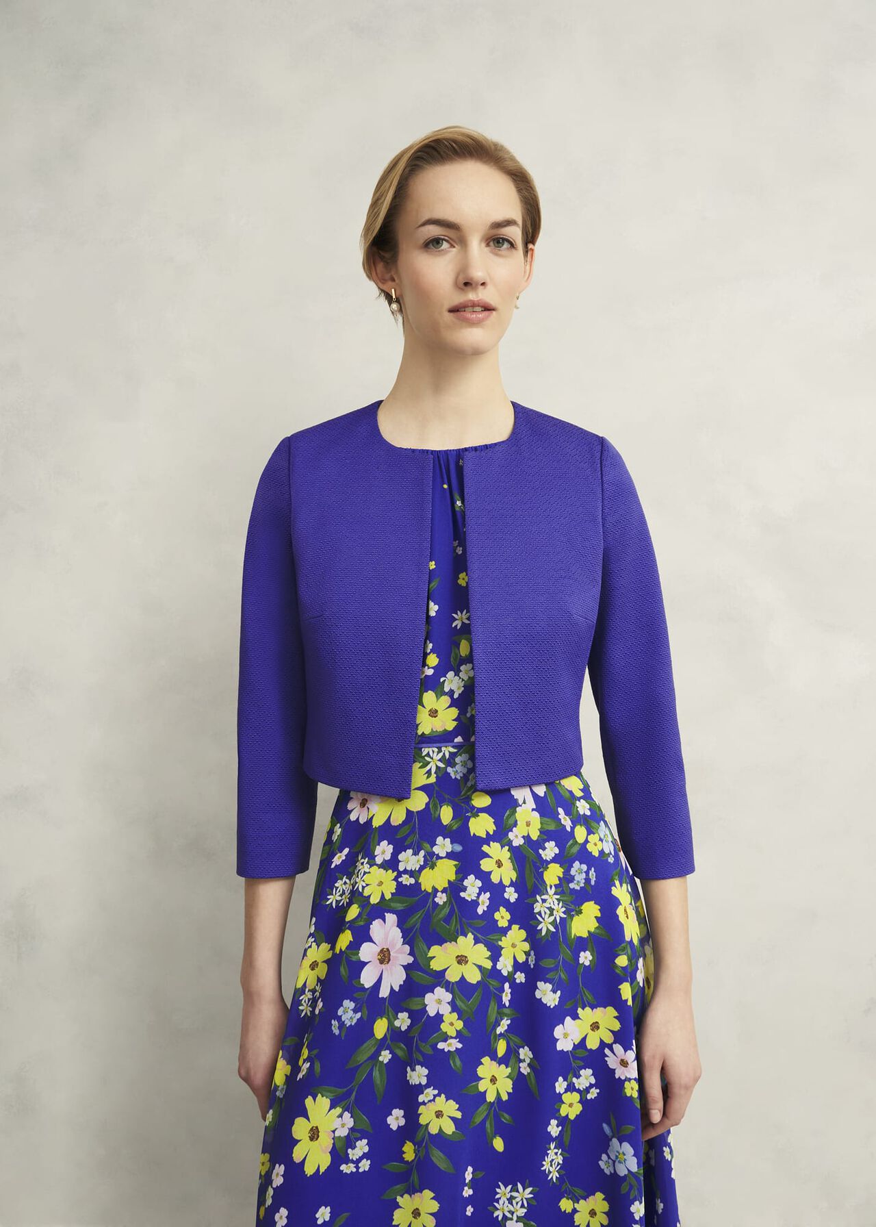 Hobbs Elize Textured Jacket Allium Blue Hobbs Elize Textured Jacket Allium Blue