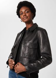 Elise Leather Jacket , Black, hi-res