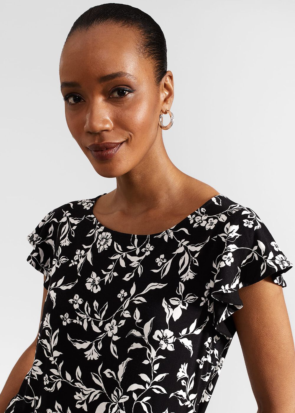 Nessie Printed Top, Black Ivory, hi-res