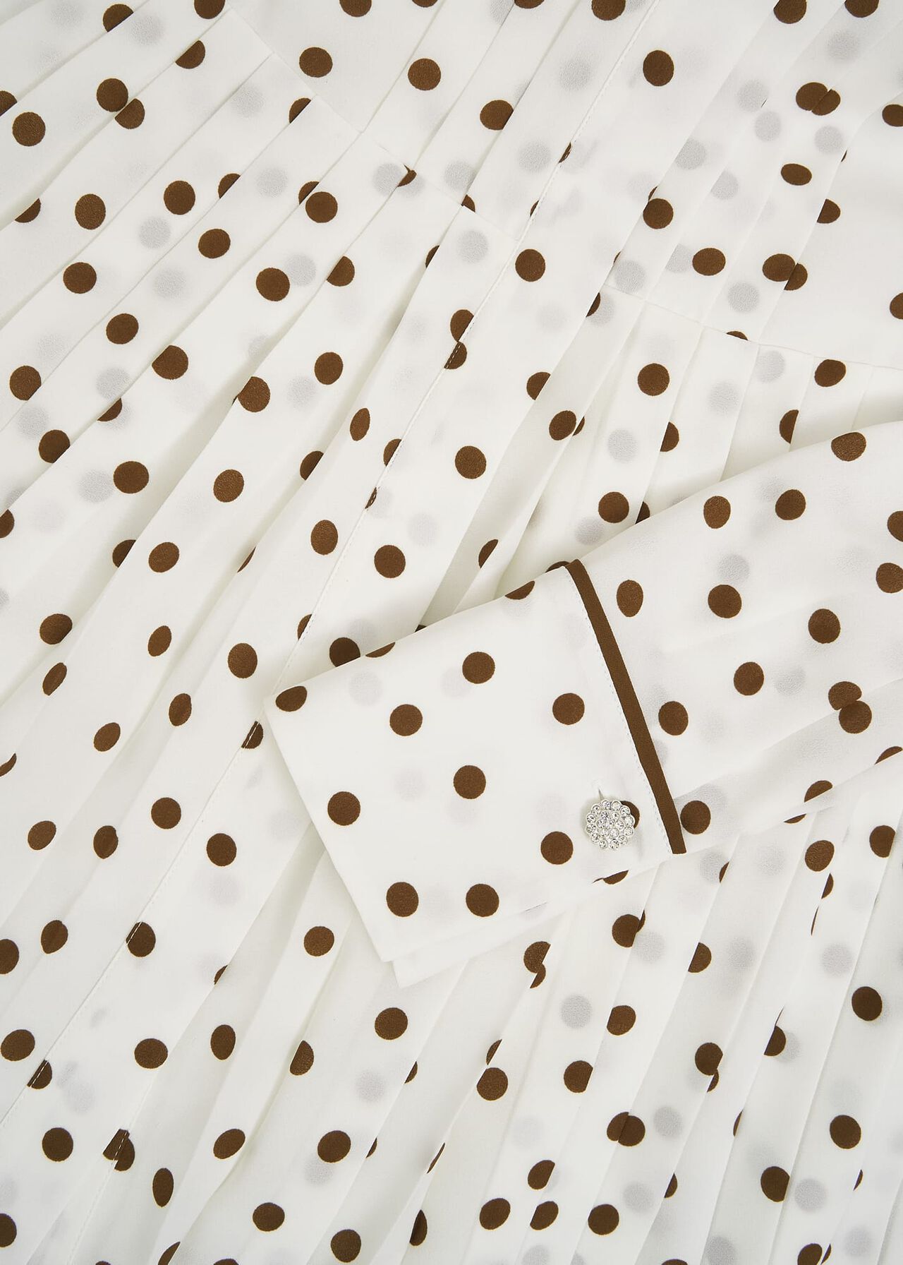 Francesca Pleated Spot Dress, Ivory Brown, hi-res