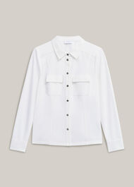 Rosana Seamed Shirt, Ivory, hi-res