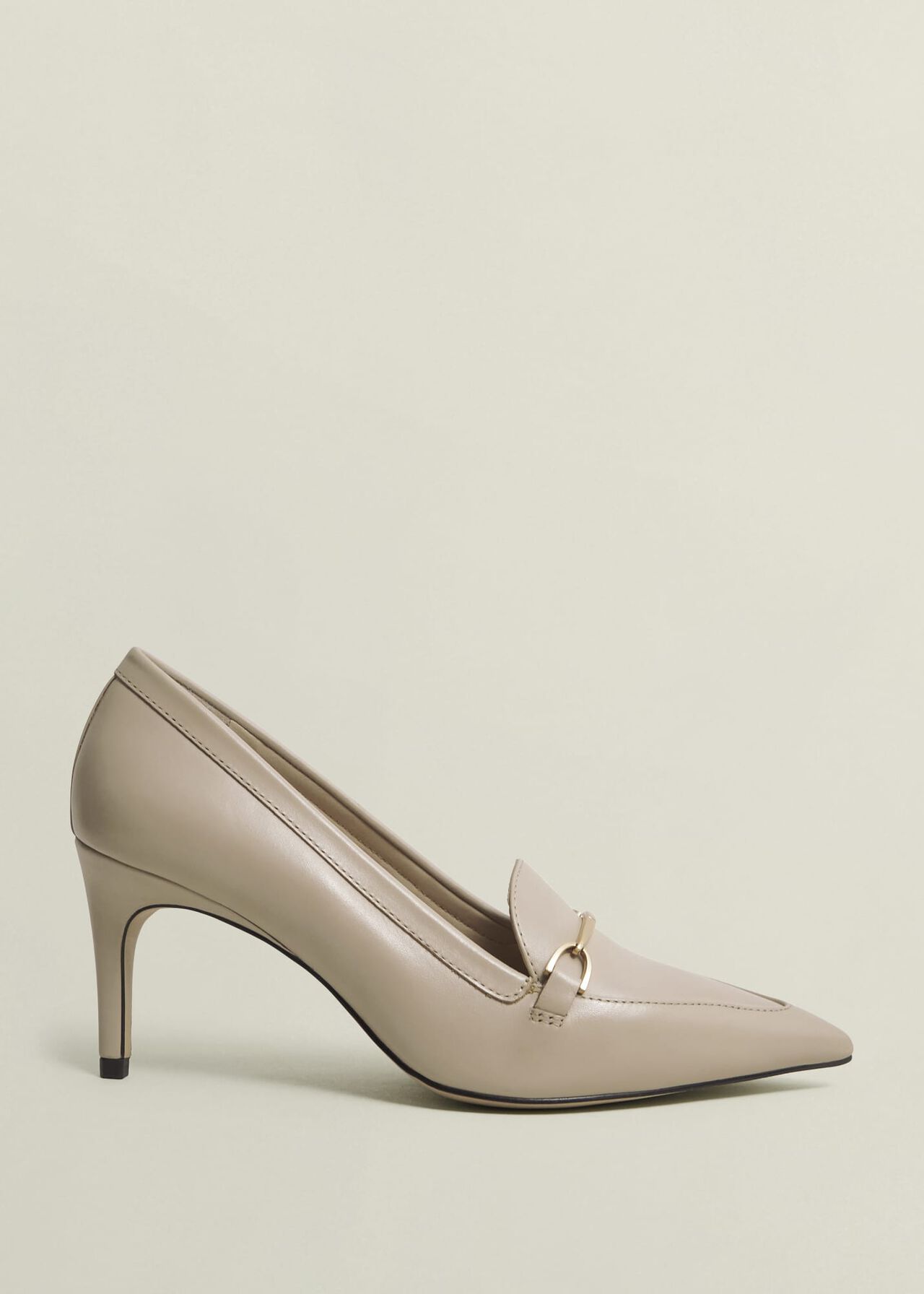 Ros Leather Court Shoes, Light Beige, hi-res