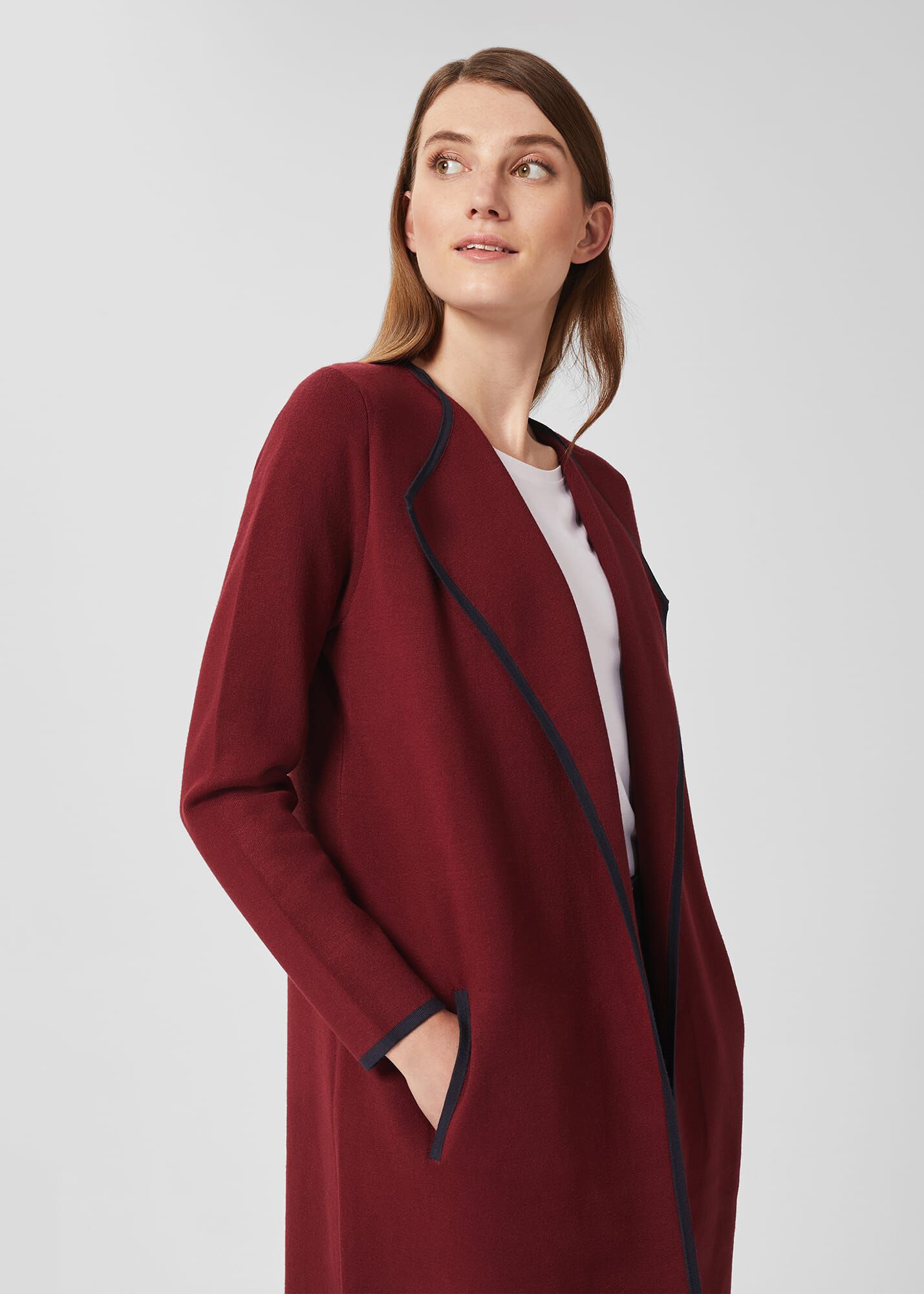 burgundy coatigan
