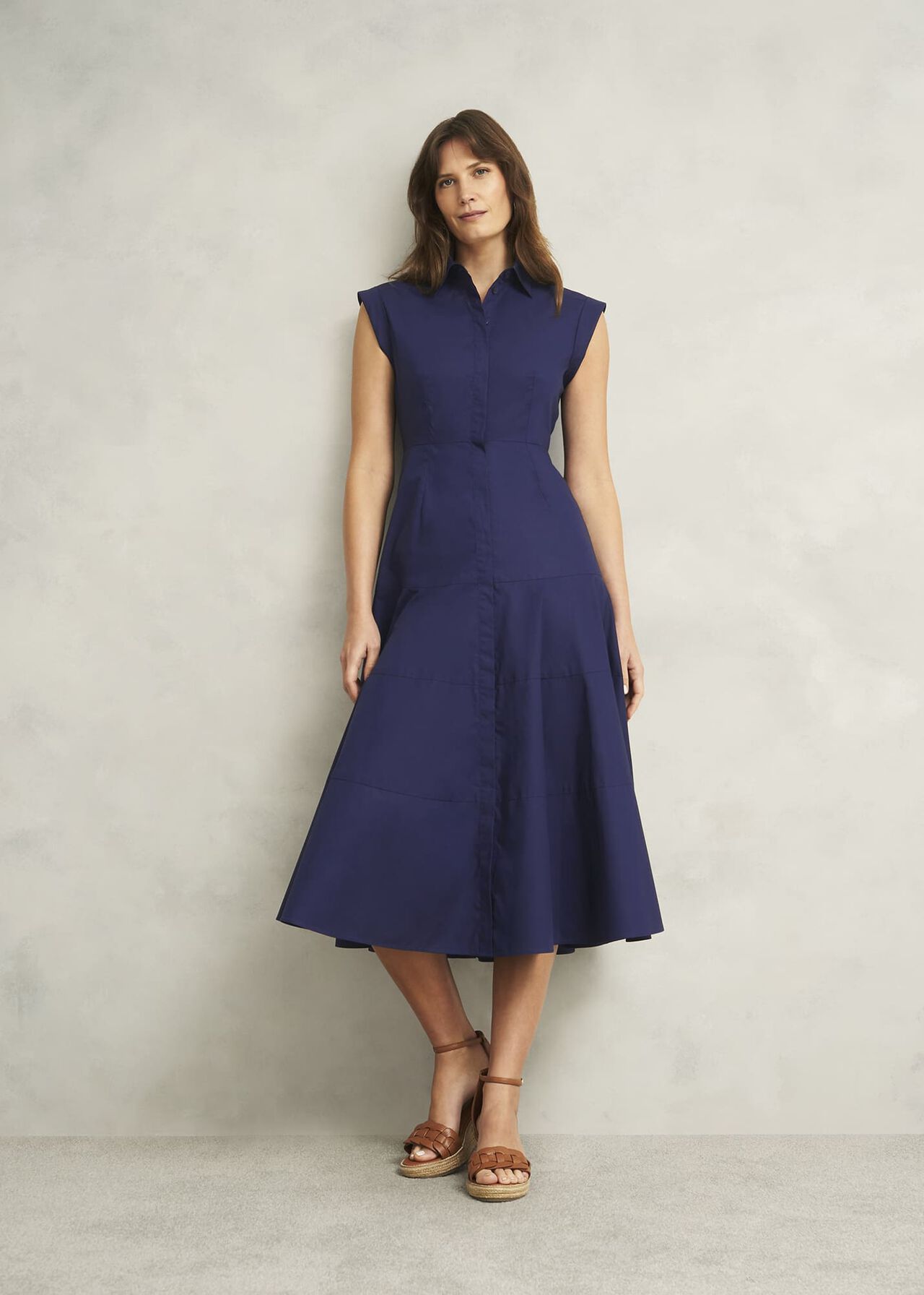 Lilah Cotton Dress, Rich Navy Blue, hi-res