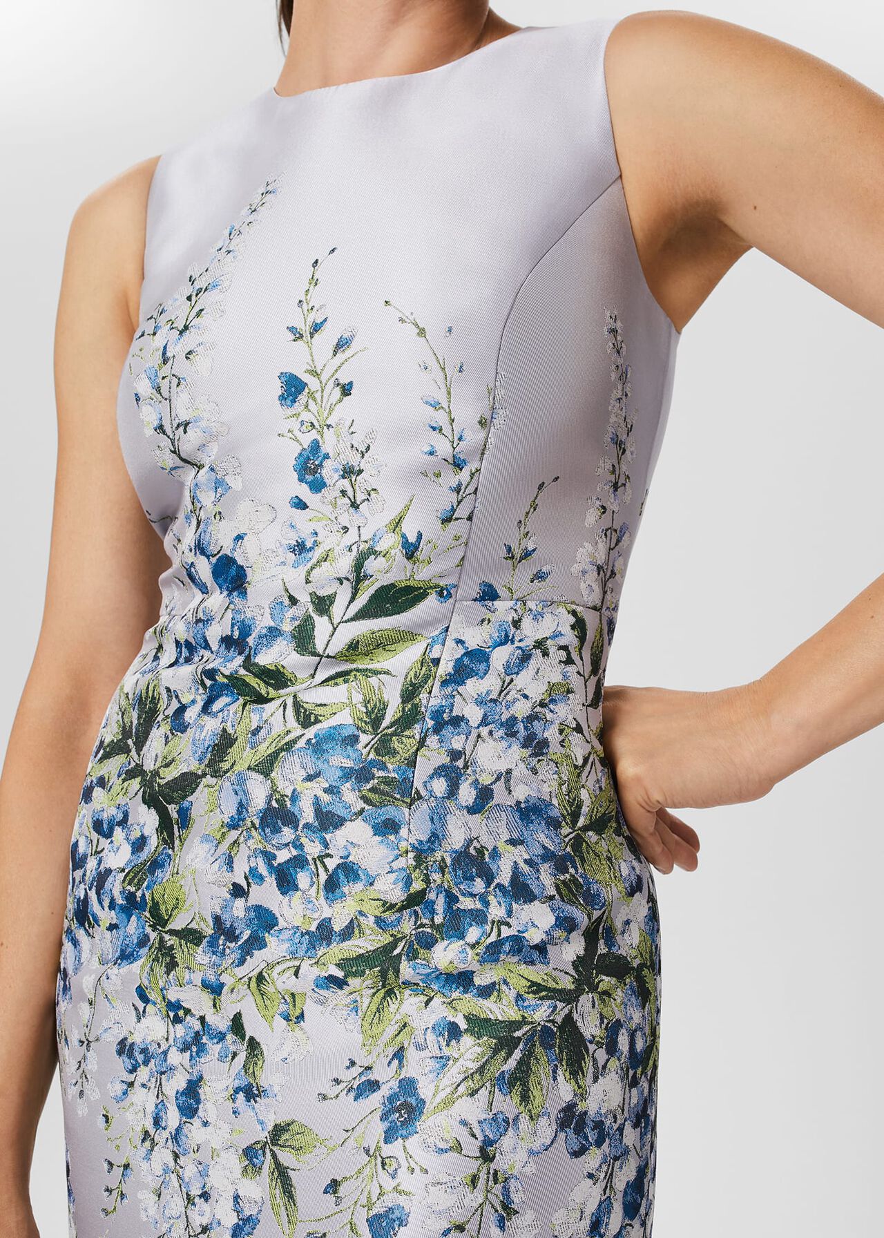 Sofia Jacquard Dress, Pale Blue Multi, hi-res