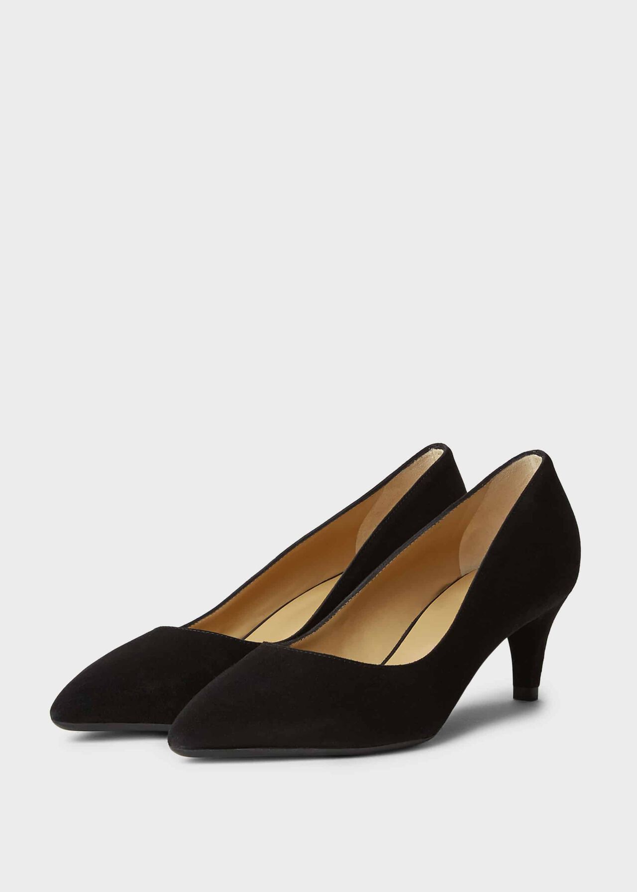 Polly Suede Kitten Heel Court Shoes, Black, hi-res