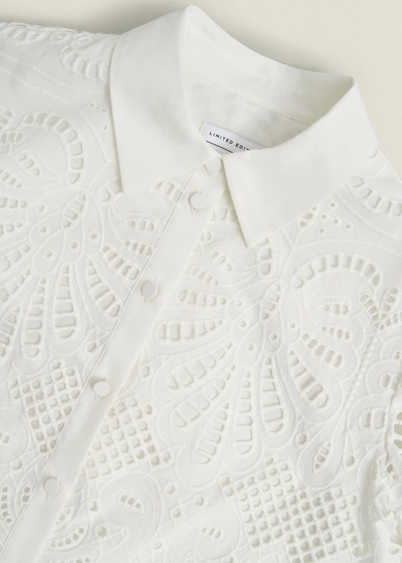 White Buscot Cotton Broderie Shirt, Hobbs White, hi-res