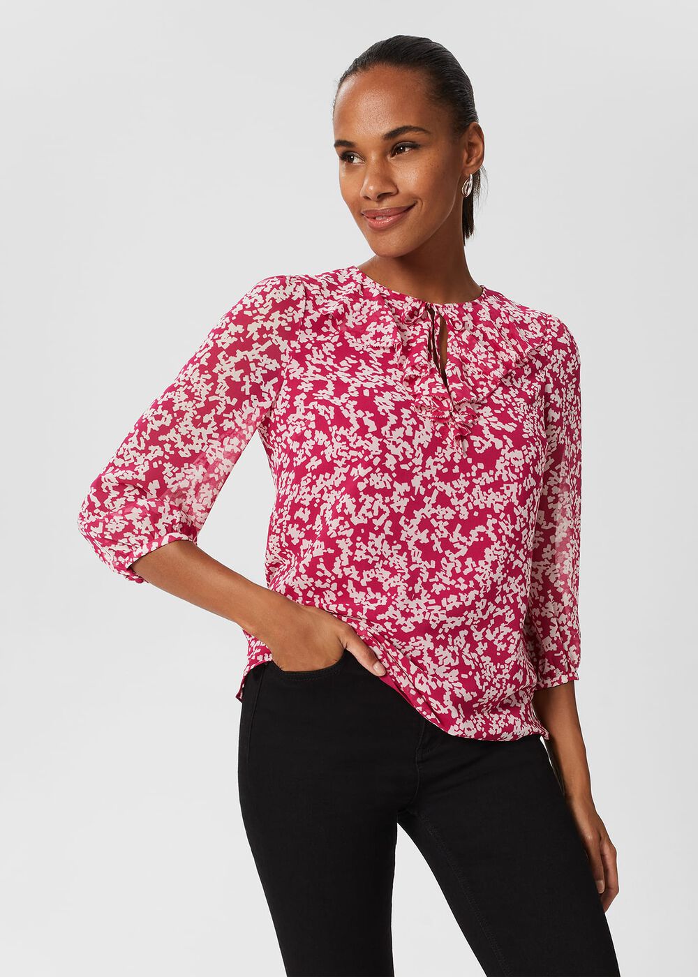 Demi Blouse, Magenta Ivory, hi-res