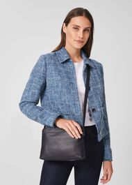 Hampton Leather Crossbody Bag, Navy, hi-res