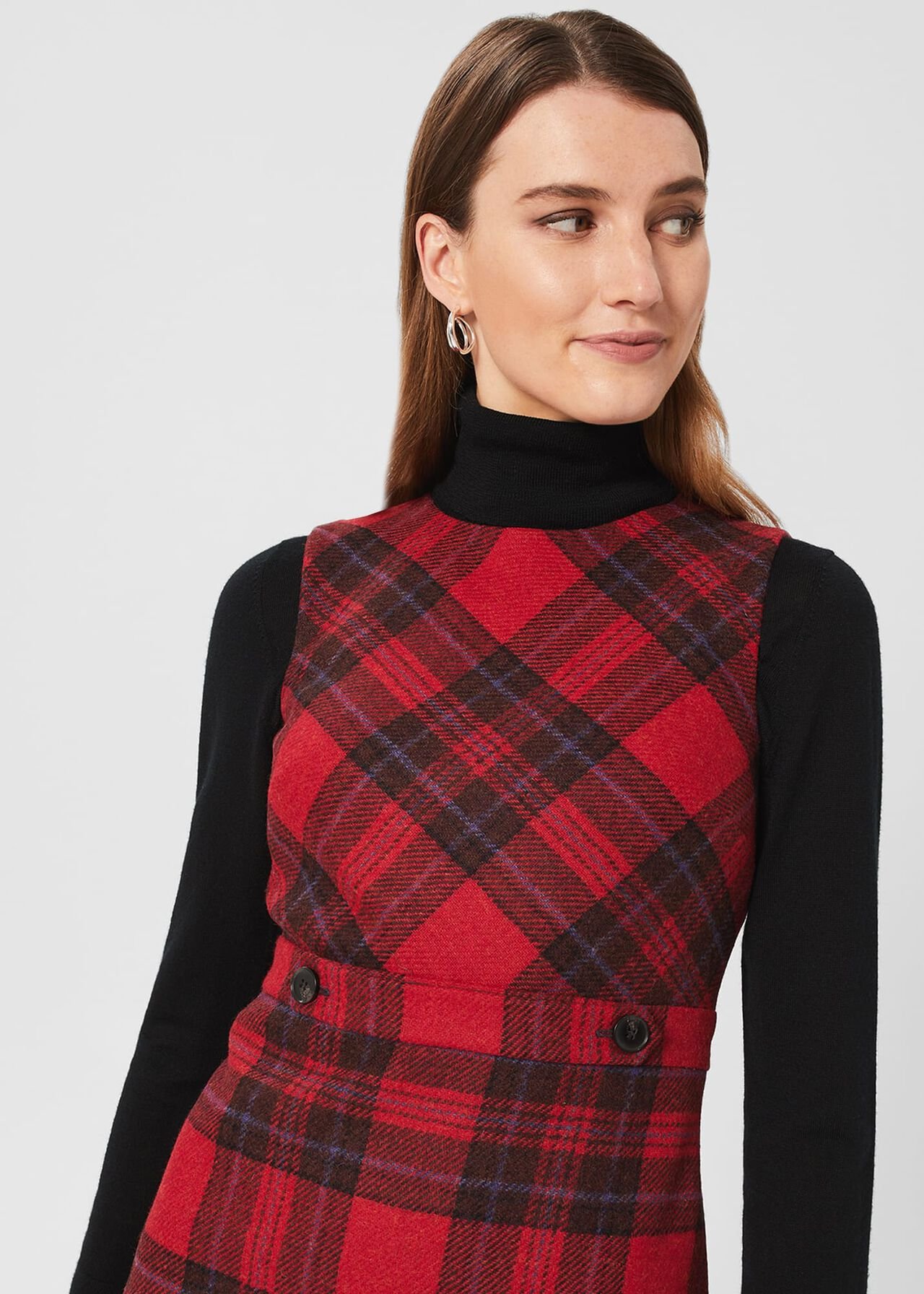 Melanie Wool Dress, Red Black, hi-res