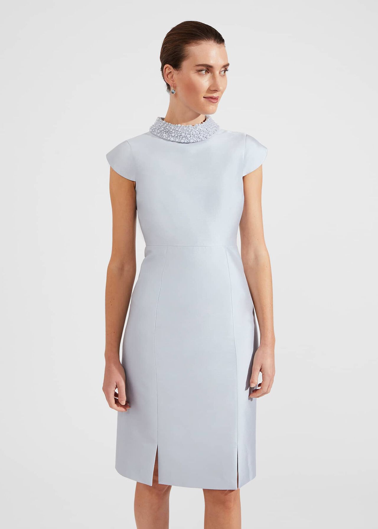 Katherine Silk Blend Dress, Pale Blue, hi-res
