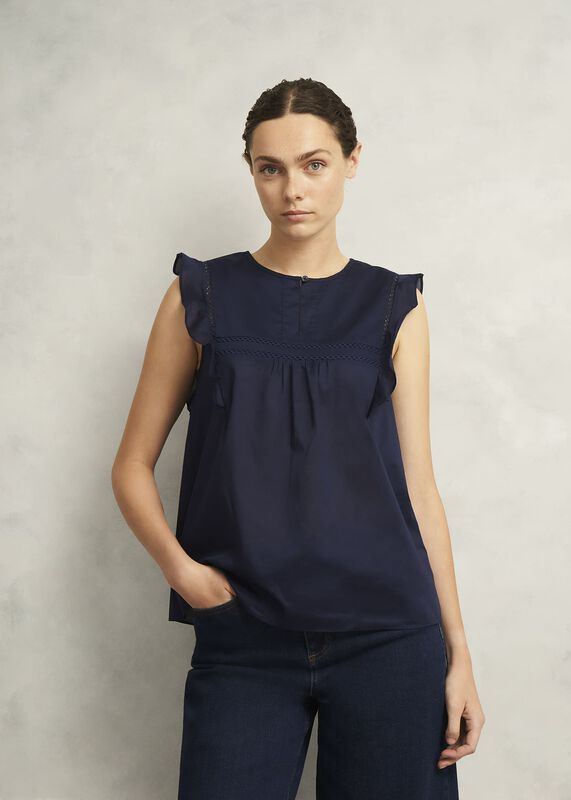 Navy Joy Cotton Blouse