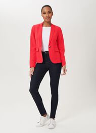 Trinity Silk Linen Jacket, Red, hi-res