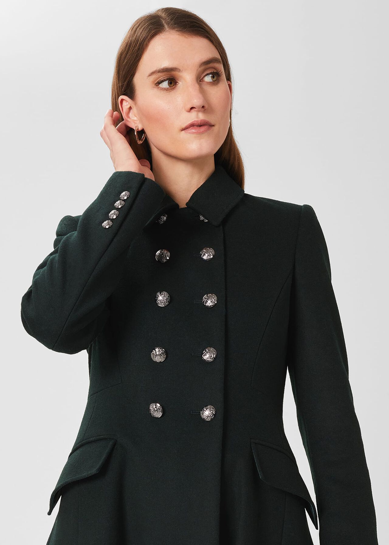 Francesca Wool Blend Coat, Forest Green, hi-res