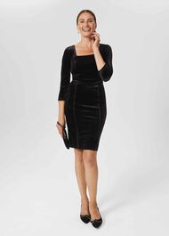 Josie Velvet Shift Dress, Black, hi-res