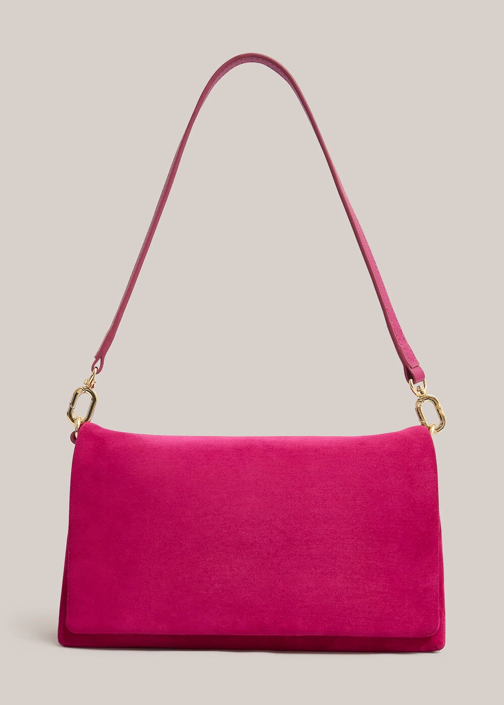 Jas Suede Clutch, Bright Pink, hi-res