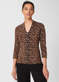 Aimee Printed Top, Brown Multi, hi-res