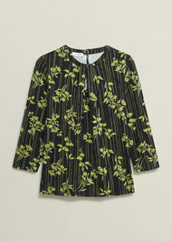 Julia Printed Top, Navy Green, hi-res