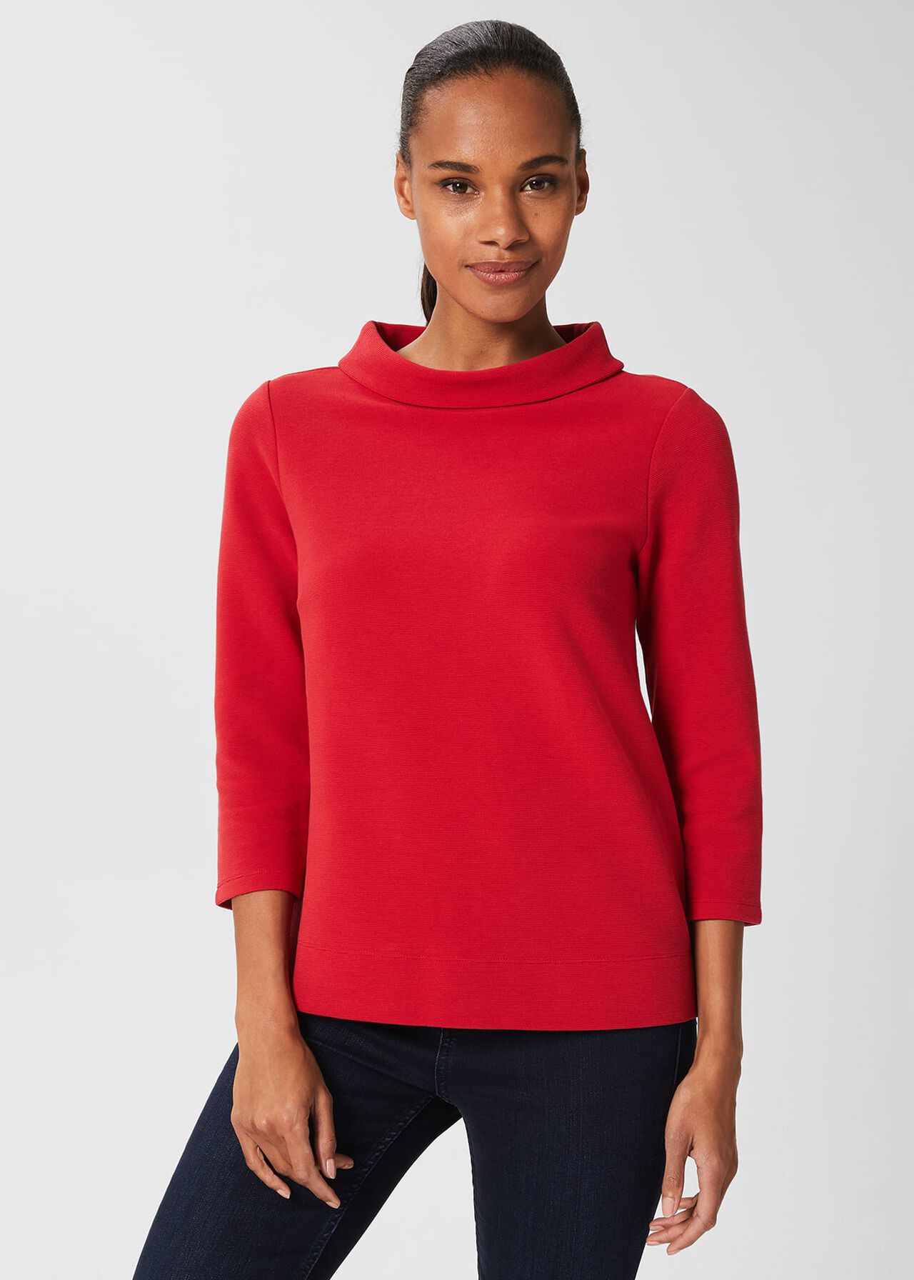 Betsy Textured Top With Cotton , Cherry Red, hi-res