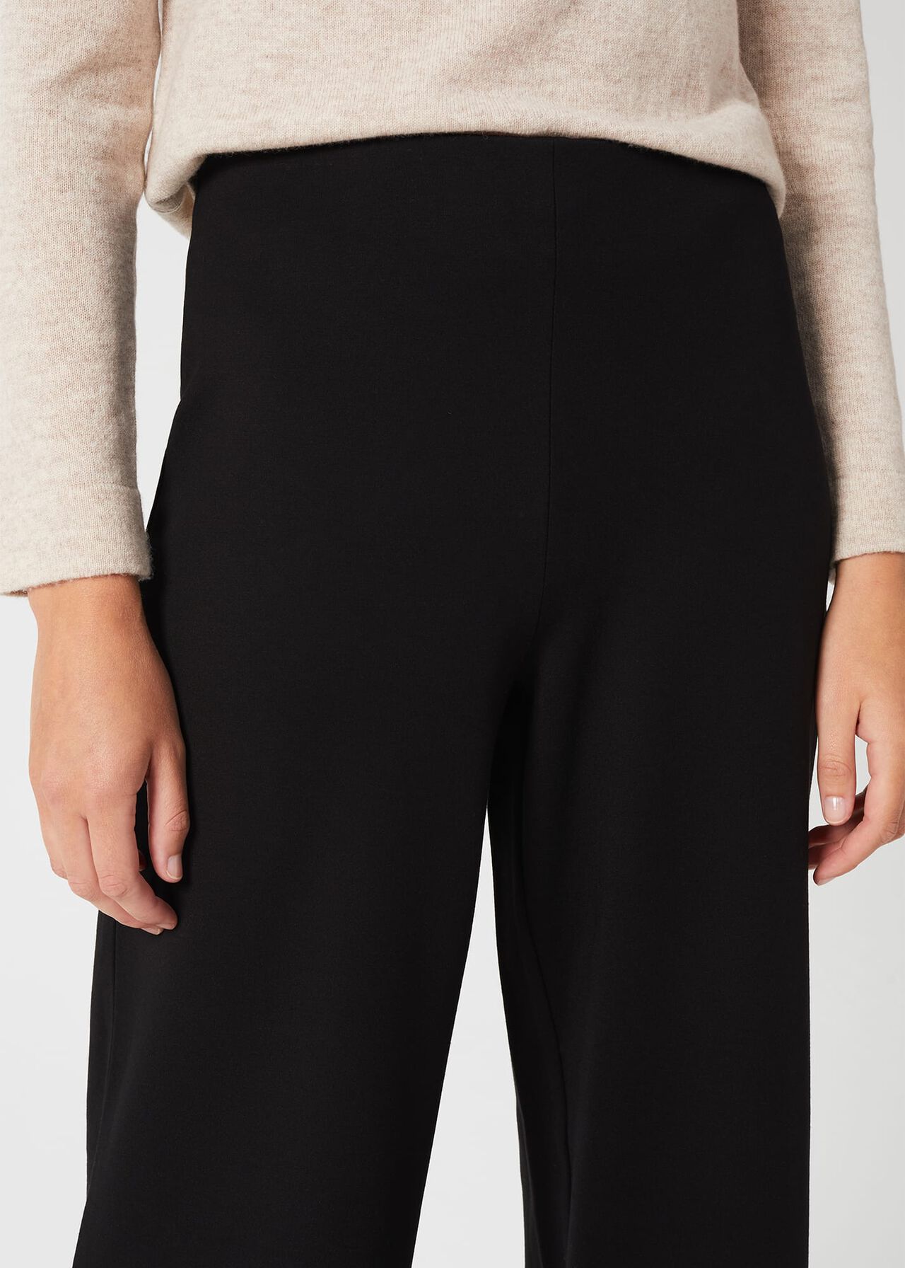 Pippa Jersey Wide Leg Trousers, Black, hi-res