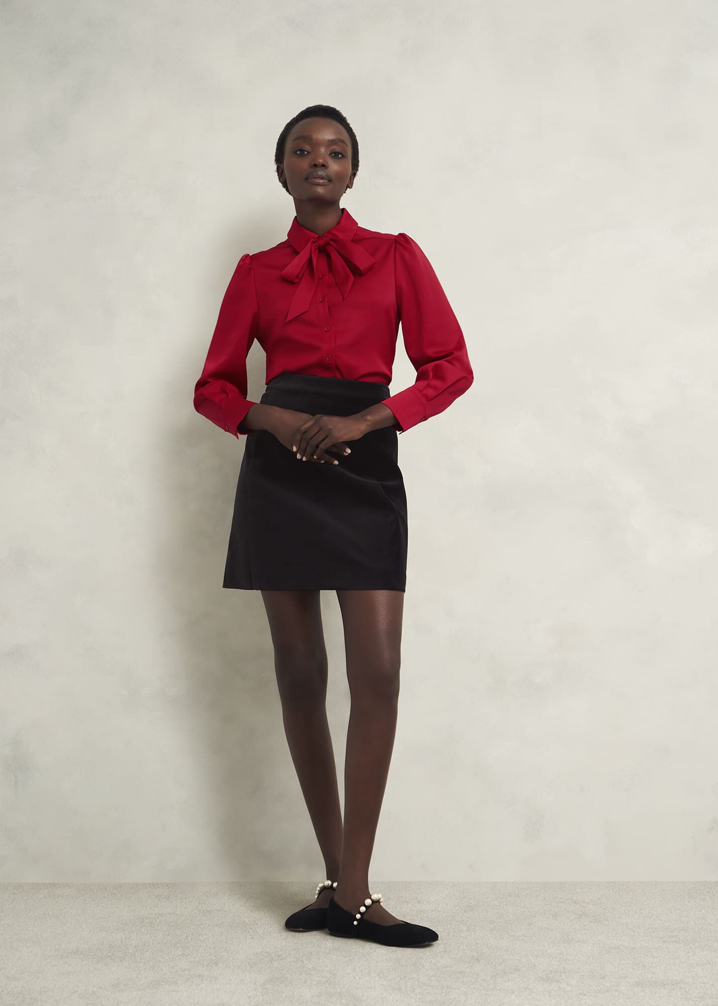Black and red velvet skirt outlet