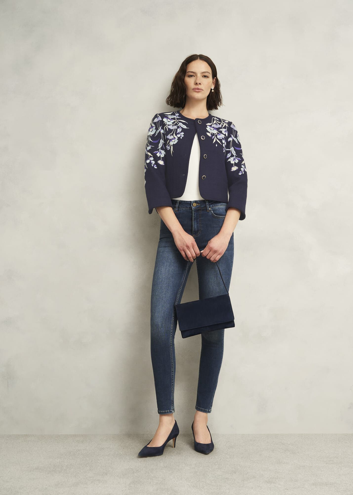 Hinton Floral Embroidered Tweed Jacket | Hobbs US |