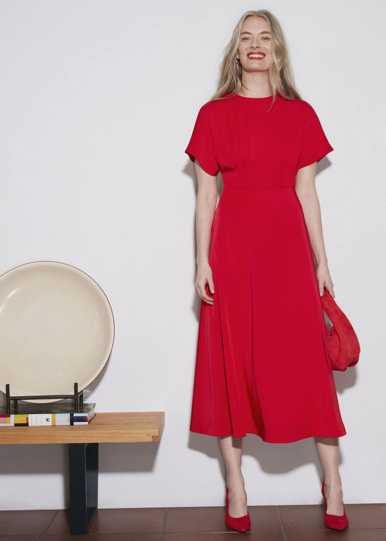 Radclyffe Fit And Flare Dress, True Red, hi-res
