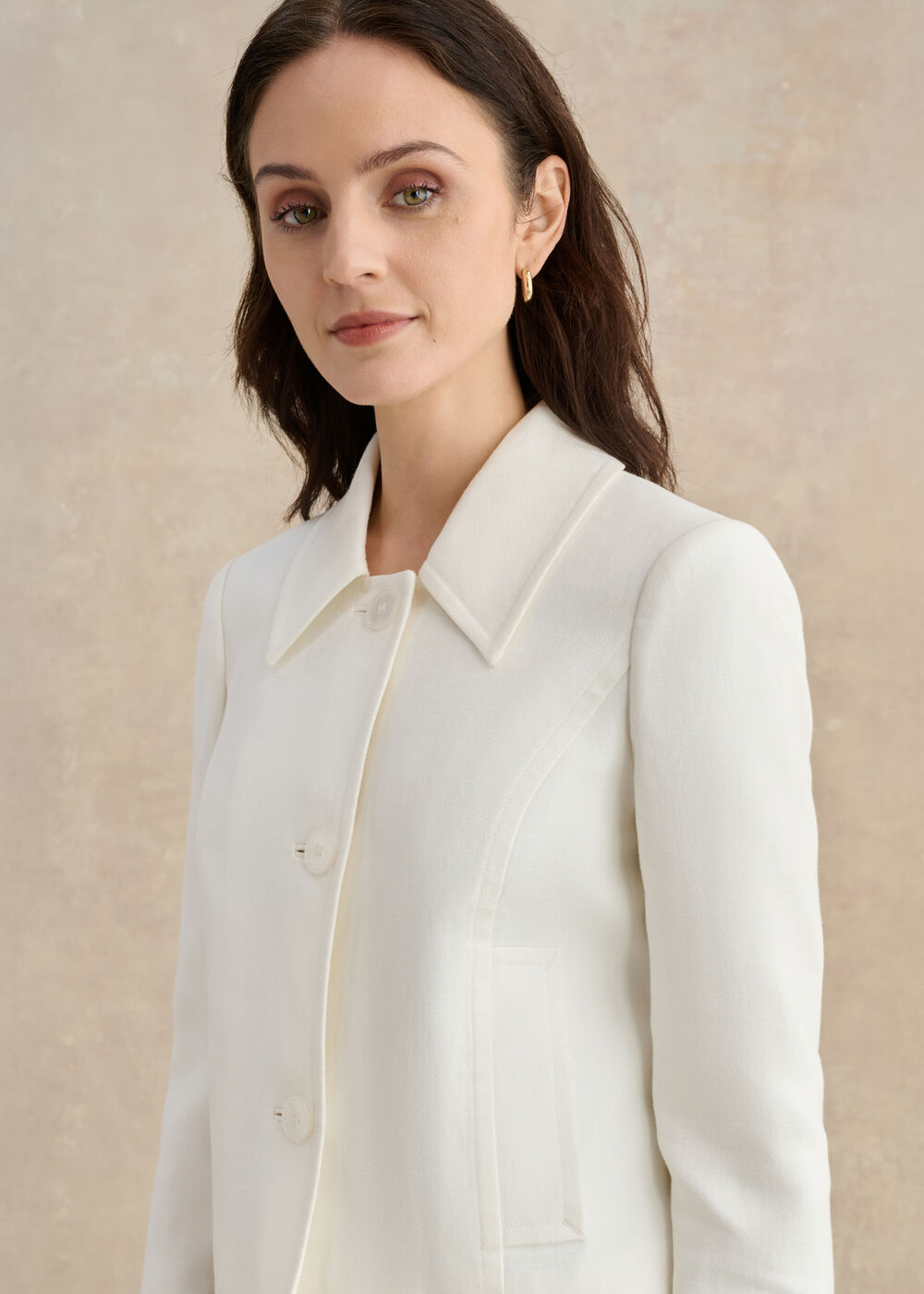 Adeen Linen Jacket, Ivory, hi-res