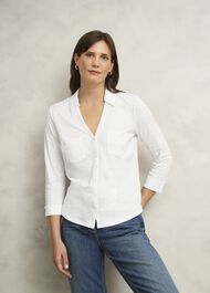 Zariah Cotton Slub Shirt, White, hi-res