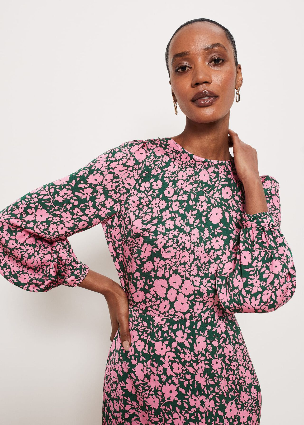 Charlton Dress, Green Pink, hi-res