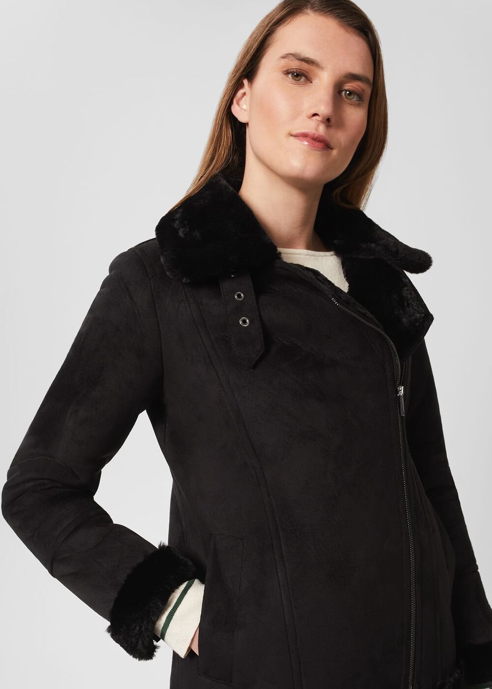 Alana Fur Jacket, Black, hi-res