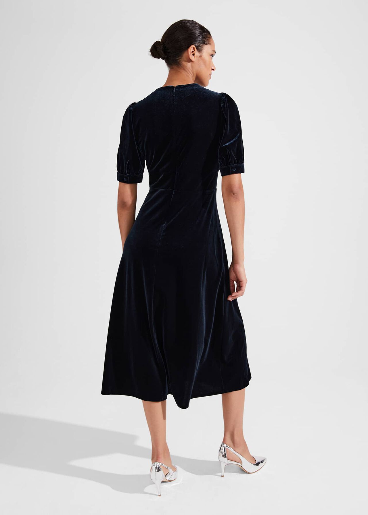 Alessia Velvet Jersey Dress, Hobbs Navy, hi-res