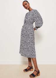Fenton Dress, Navy Buttrcream, hi-res