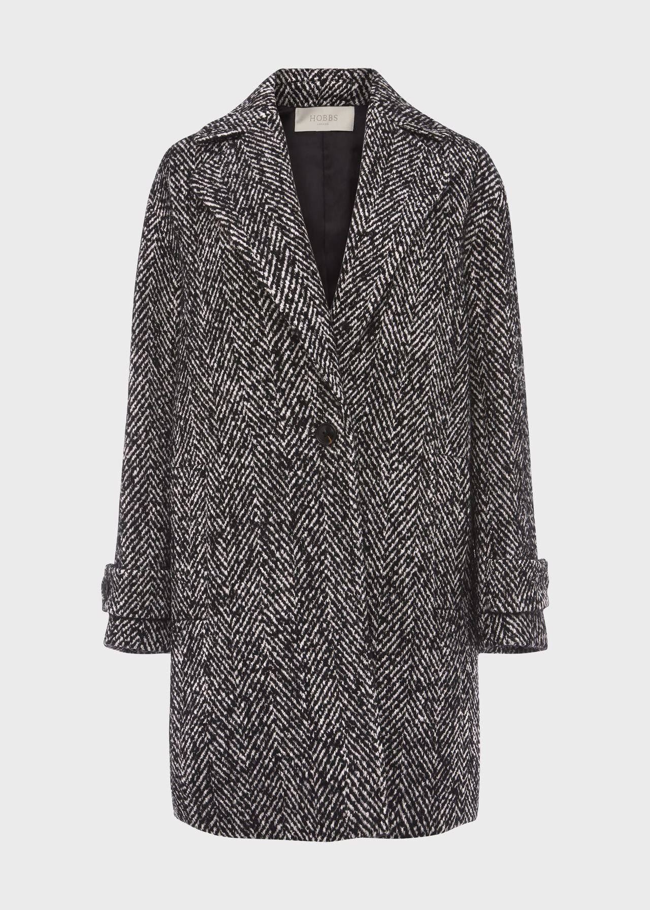 Carmen Herringbone Coat With Wool Black Ivory