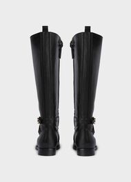 Lydia Leather Block Heel Knee Boots, Black, hi-res