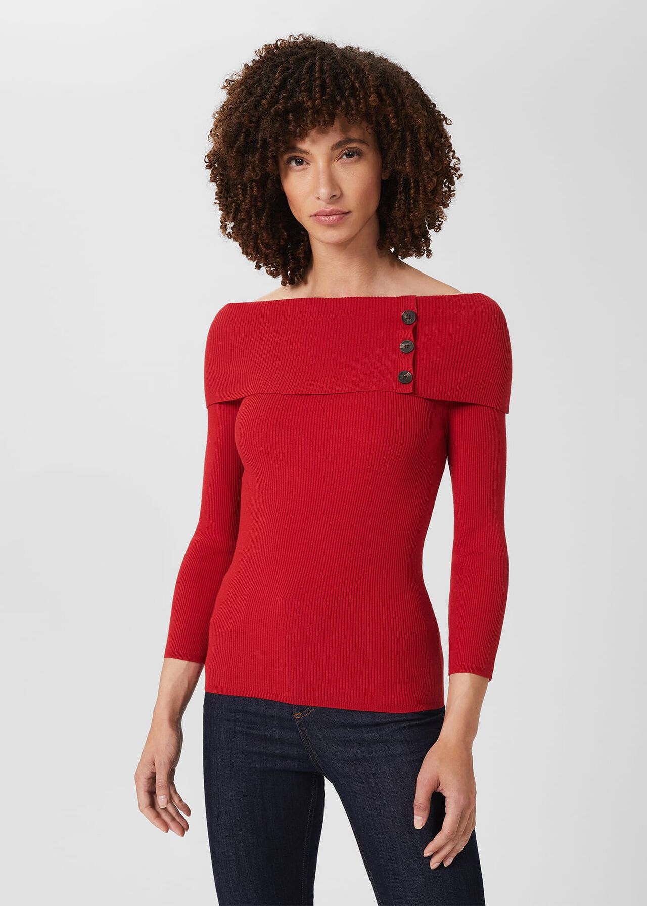red bardot jumper