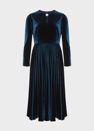 Rosalie Velvet Pleated Dress, Pine Green, hi-res