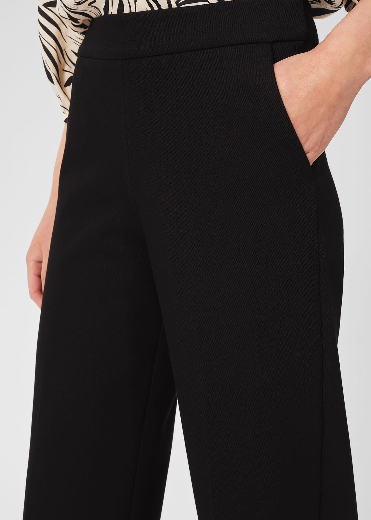 Zadie Jersey Cropped Trousers, Black, hi-res