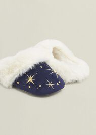 Dominica Embroiderd Slippers, Navy Multi, hi-res
