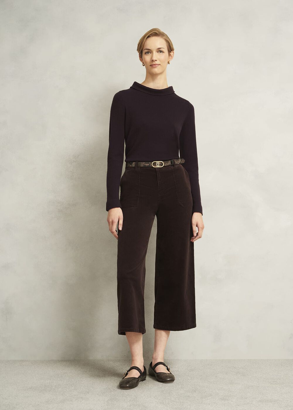 Brown Audrey Cashmere Blend Roll Neck Sweater, Deep Brown, hi-res
